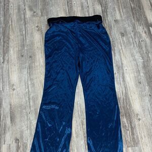Elegant Blue Velvet Women's Pants